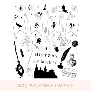 Una historia de la magia - Descarga digital / SVG, PNG, archivo Cricut, archivo de máquina de corte, clase de magia, brujas y magos, hechizos mágicos, hechicería