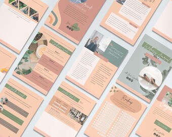 Terra Cotta Wellness Workbook Canva Template | Yoga, Meditation, & Wellness Challenge für Bleimagnet