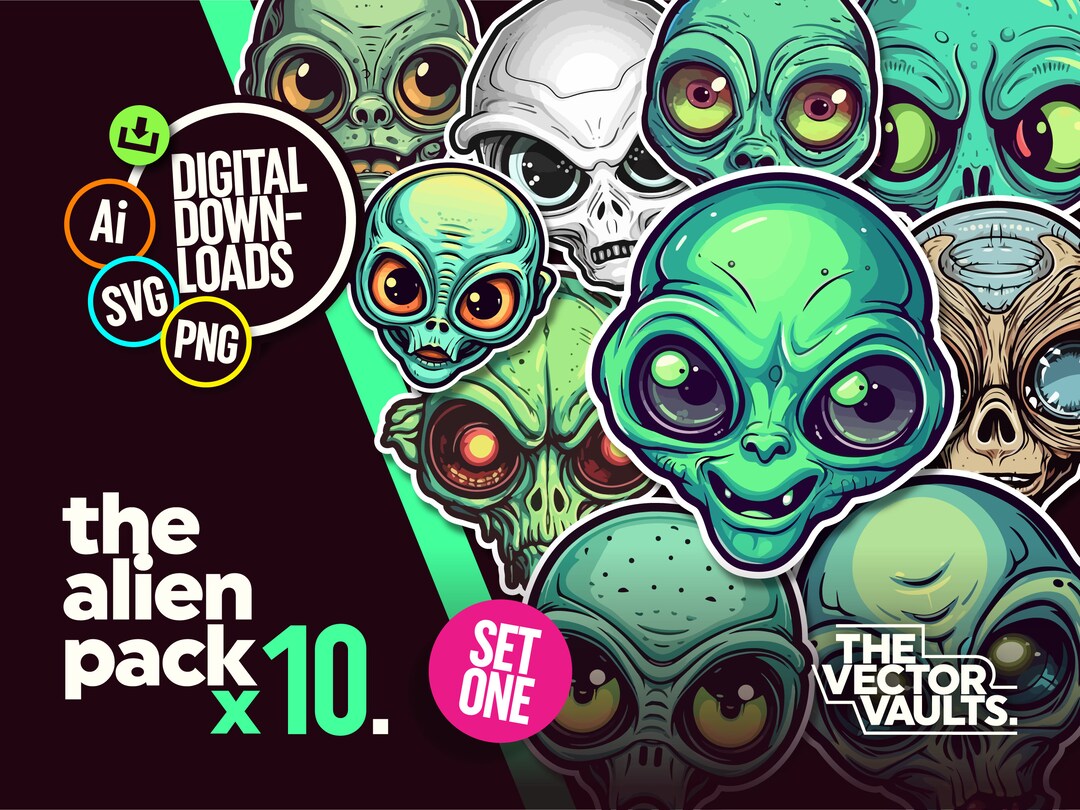 Alien Art Digital Download Cartoon Aliens Horror Halloween SVG PNG ...