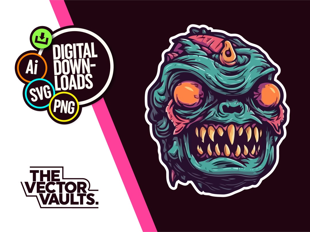 Monster Digital Download, SVG, Ai, PNG, Vector, Perfect for Stickers