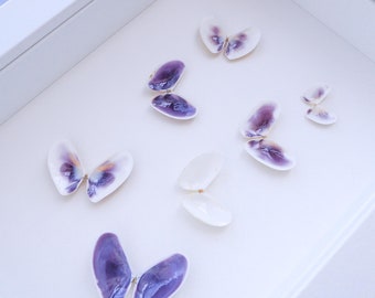 Purple Seashell Butterfly Art from Portugal | Coastal Home Wall Decor | Gift for Butterfly and Beach Lovers