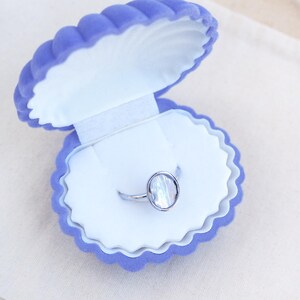 Abalone Shell Silver Ring, Handpicked Seashell from Portugal, Adjustable Stainless Steel Bezel Ring, Boho Beach Jewelry