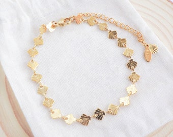 Braccialetto costiero con piccole conchiglie dorate, bracciale a conchiglia, acciaio inossidabile placcato oro 18 carati, gioiello estivo da spiaggia