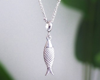 Silver Portuguese Sardine Fish Necklace - Fish Charm from Portugal