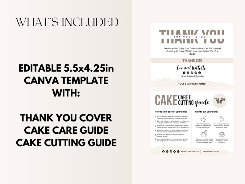 Canva Cake Card & Cake Cutting Guide Template for Bakeries Etsy UK
