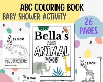 ABC Animal Baby Shower Activity Coloring Book | Personalized Cover Edition | 8.5x11 Baby Shower Activity & Keepsake