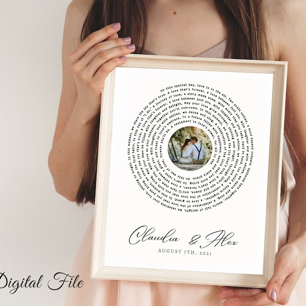 Personalized First Dance Lyrics Digital Print, Wedding song Custom Art, Wedding Anniversary Gift for Husband, Song Lyrics Wall, Vinyl Record