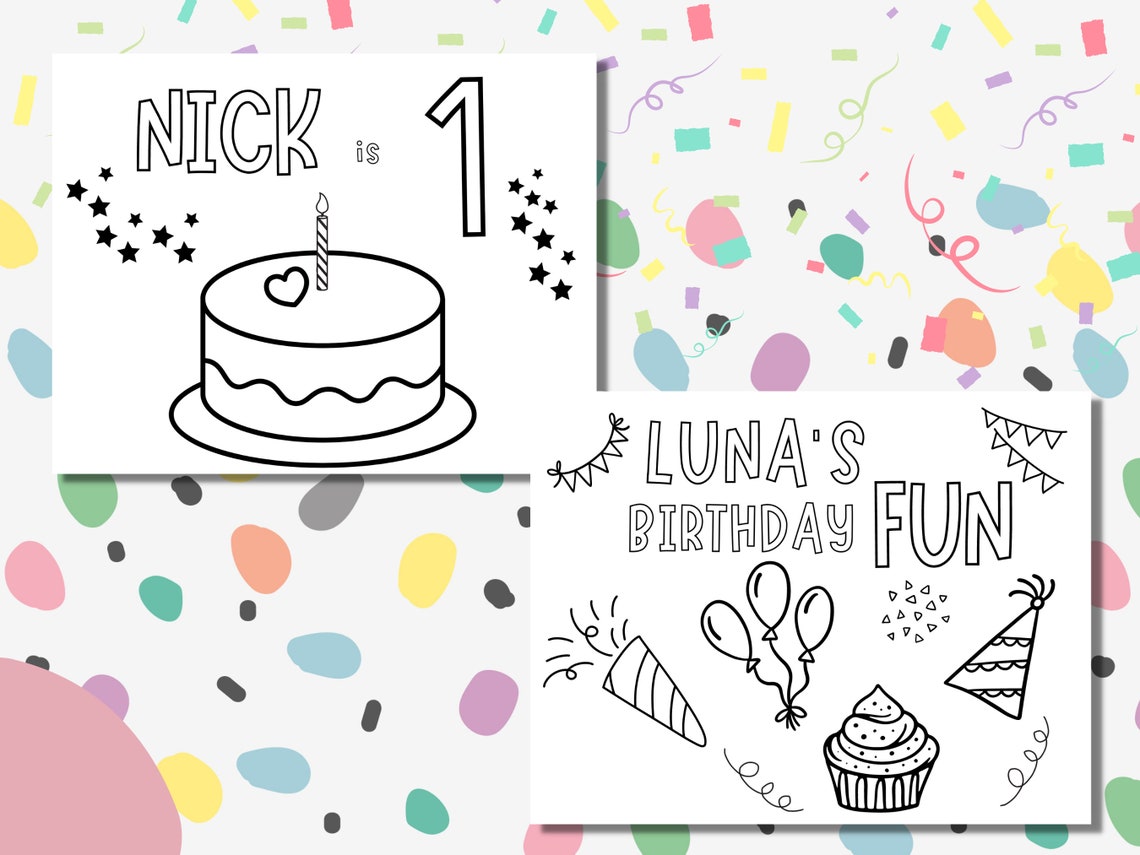 Personalized Birthday Coloring Pages for Kids, Custom Kids Birthday ...