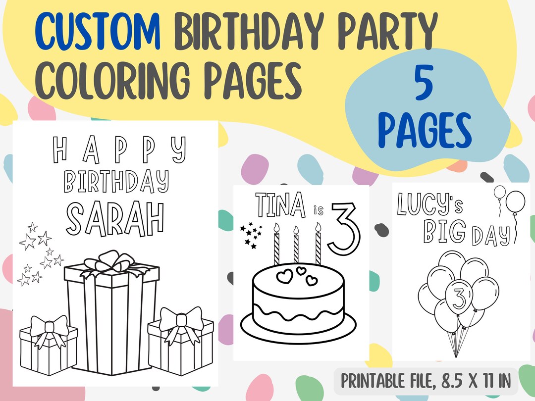 Personalized Birthday Coloring Pages for Kids Custom Kids - Etsy