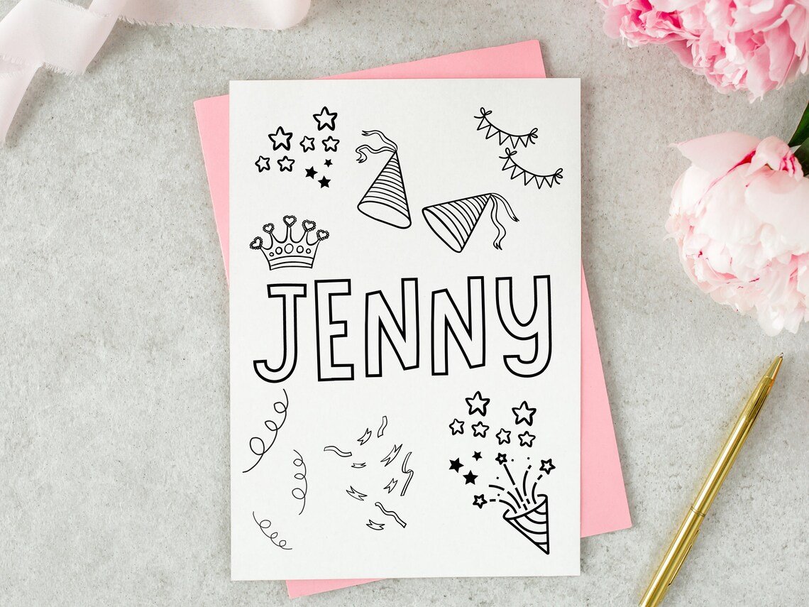 Personalized Birthday Coloring Pages for Kids, Custom Kids Birthday