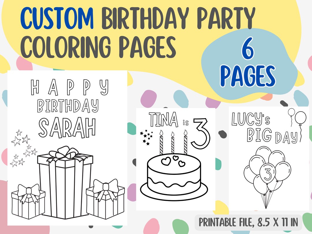 Personalized Birthday Coloring Pages for Kids, Custom Kids Birthday