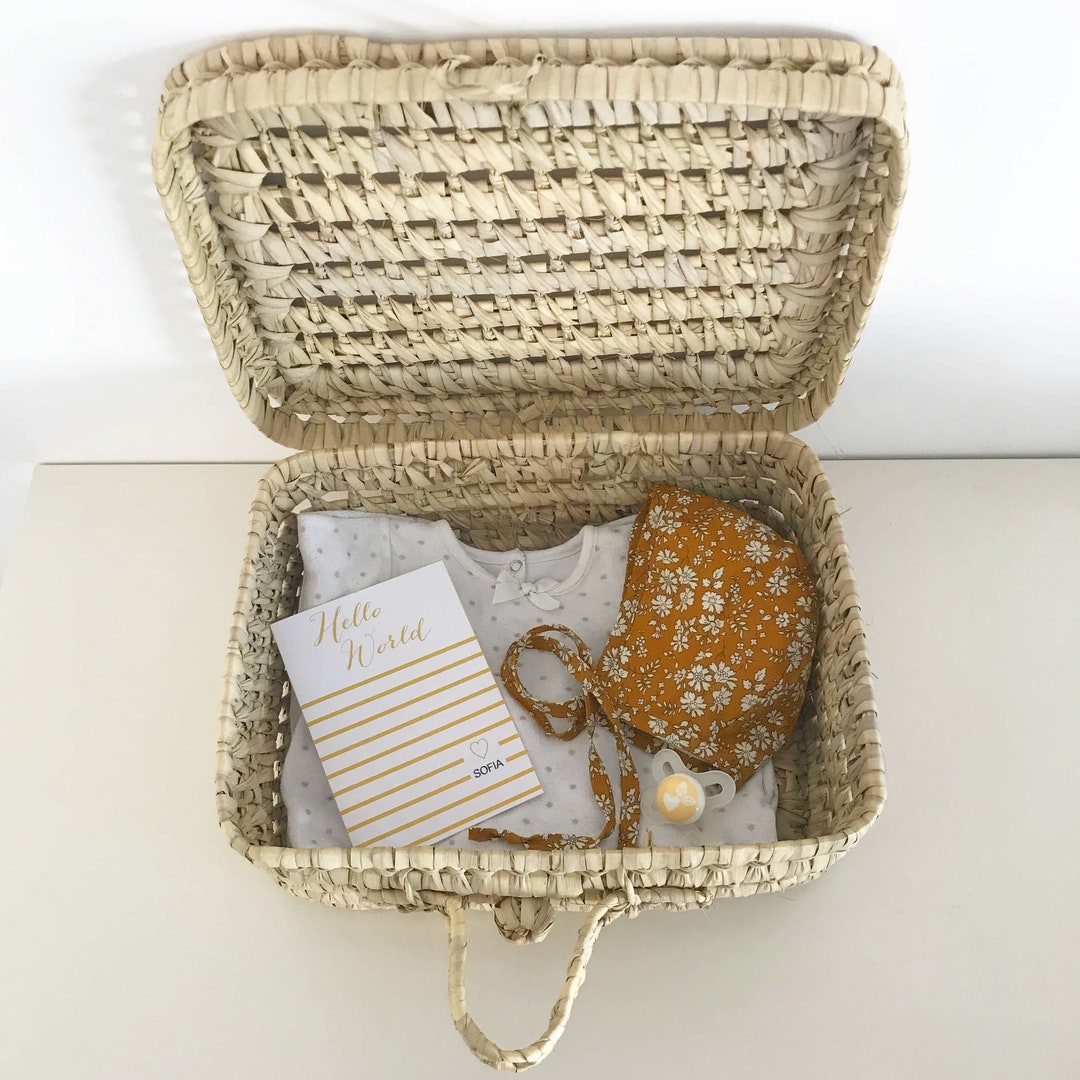 Valise En Osier Tressé 35 Cm - Valisette Vintage - Occasion