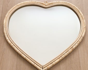 heart shaped rattan mirror