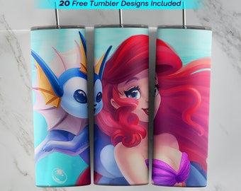 20 Unzen kleine Meerjungfrau Tumbler Wrap, kleine Meerjungfrau Sublimation Design, 20 Unzen Skinny Tumbler, PNG sofortiger Download, kleine Meerjungfrau Tumbler PNG