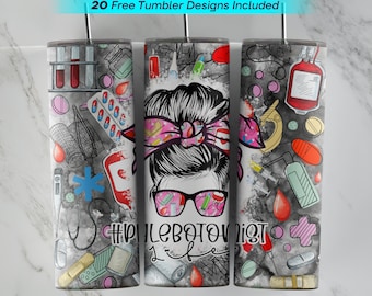 20 oz Phlebotomist Tumbler Wrap, Phlebotomist Sublimation Design, 20 oz Skinny Tumbler, PNG Instant Download, Phlebotomist  Tumbler PNG