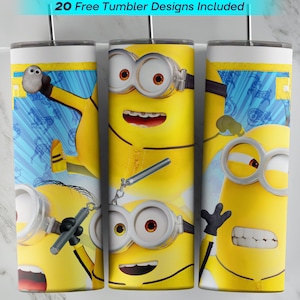 20 oz Minions Tumbler Wrap, Minions Sublimation Design, 20 oz Skinny Tumbler, PNG Descarga instantánea, Minions Tumbler PNG