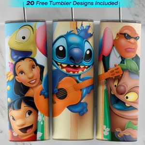 20 oz Lilo and Stitch Tumbler Wrap, Lilo and Stitch  Sublimation Design, 20 oz Skinny Tumbler, PNG Instant Download, Stitch  Tumbler PNG