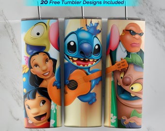 20 oz Lilo und Stitch Becher Wrap, Lilo und Stitch Sublimation Design, 20 oz dünner Becher, PNG sofortiger Download, Stitch Tumbler PNG