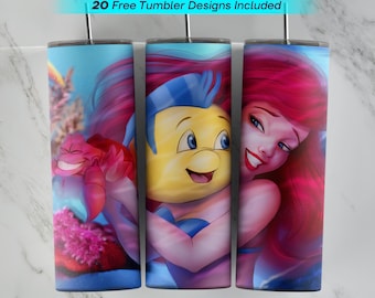20 Unzen kleine Meerjungfrau Tumbler Wrap, kleine Meerjungfrau Sublimation Design, 20 Unzen Skinny Tumbler, PNG sofortiger Download, kleine Meerjungfrau Tumbler PNG
