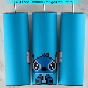 20 oz Lilo and Stitch Tumbler Wrap, Lilo and Stitch  Sublimation Design, 20 oz Skinny Tumbler, PNG Instant Download, Stitch  Tumbler PNG