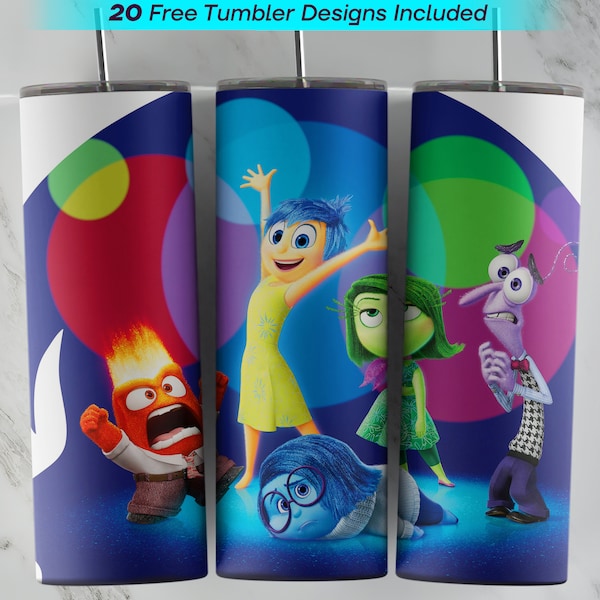 20 oz Inside Out Tumbler Wrap, Inside Out  Sublimation Design, 20 oz Skinny Tumbler, PNG Instant Download, Inside Out  Tumbler PNG