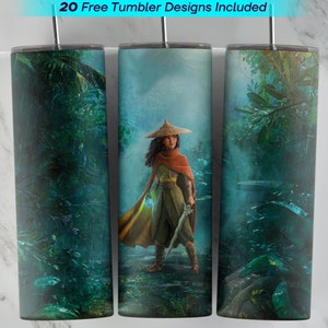 20 oz Raya and Last Dragon Tumbler Wrap, Raya Last Dragon  Sublimation Design, 20oz Skinny Tumbler, PNG Instant Download, Raya Tumbler PNG