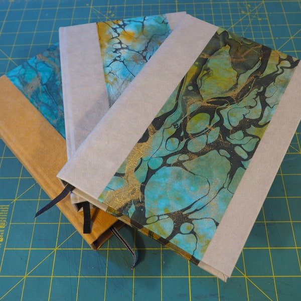 Handmade Notebooks - Half-bound Hardcovers and Marbled Endsheets