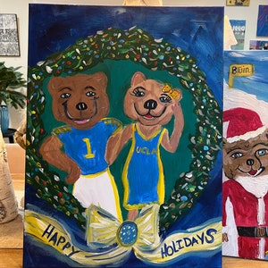 UCLA Bruin Bear Happy Holidays painting