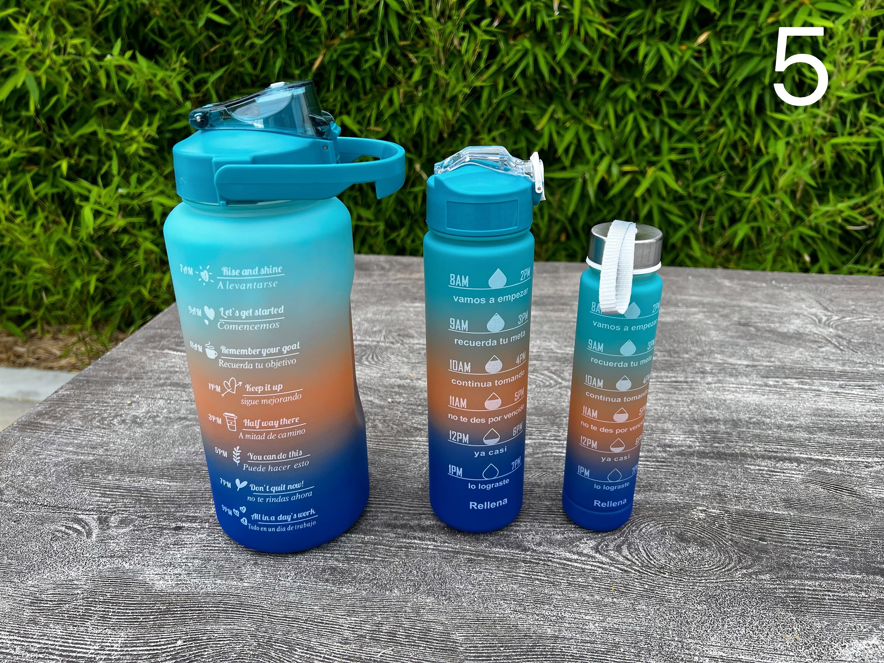 3-in-1 Half /0.3/ 0.1 Gallon Motivational Water Bottle With Straw ...