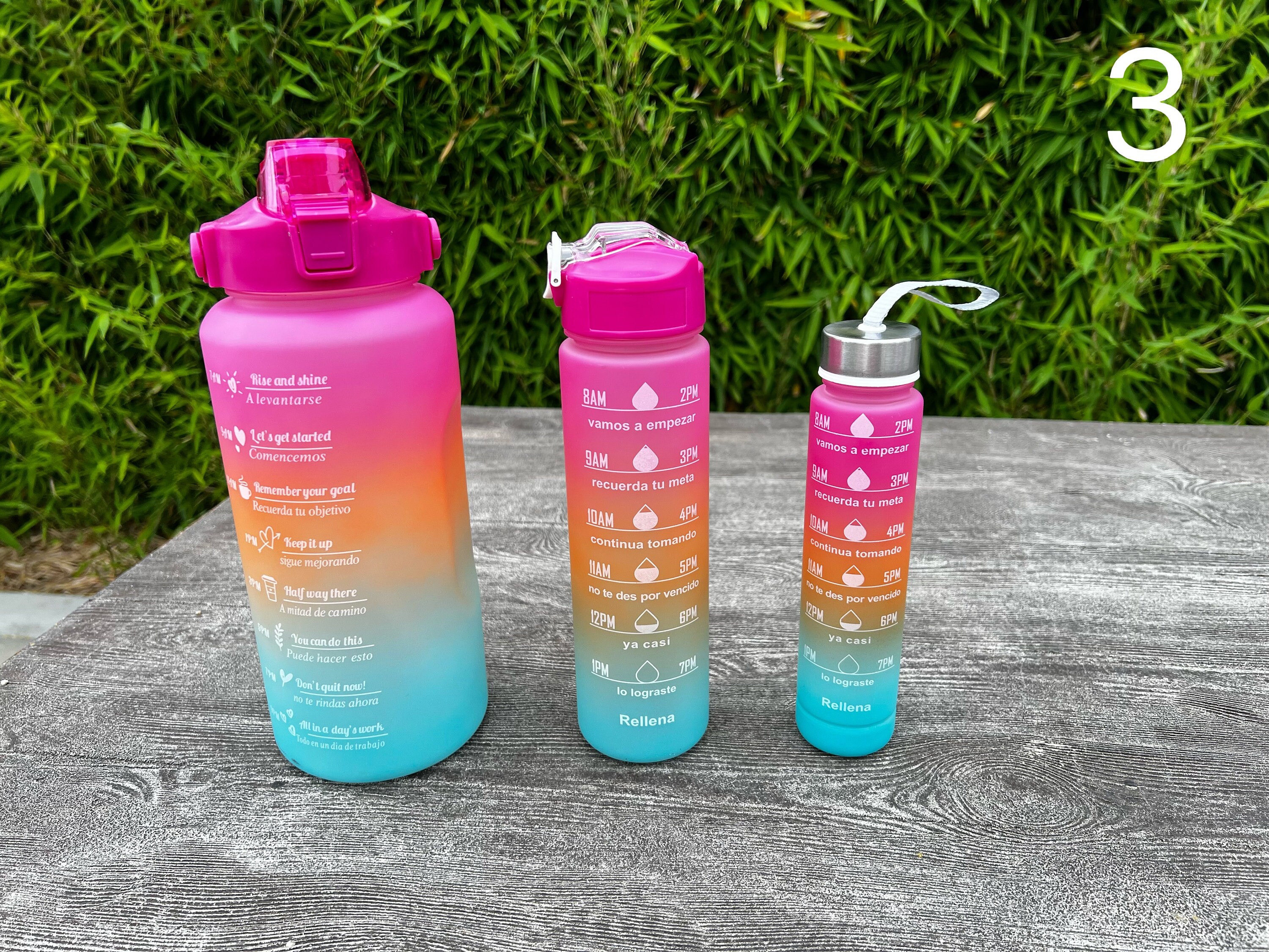 3-in-1 Half /0.3/ 0.1 Gallon Motivational Water Bottle With Straw ...
