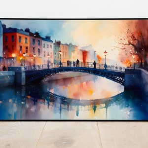 Ha’penny Bridge, Dublin, Ireland, Abstract Watercolour Print