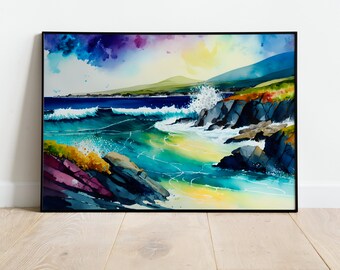 Wild Atlantic Way, Ireland, Abstract Watercolour Print