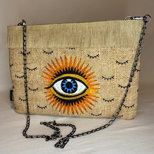 Handmade Eye with Lashes Pattern Jade Clutch