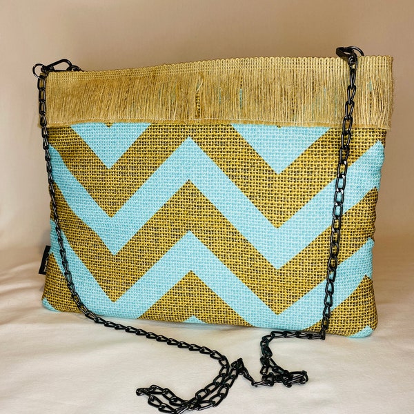 Handmade Blue Zigzag Pattern Jade Clutch