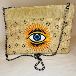 Handmade Eye with Flowers Pattern Jade Clutch