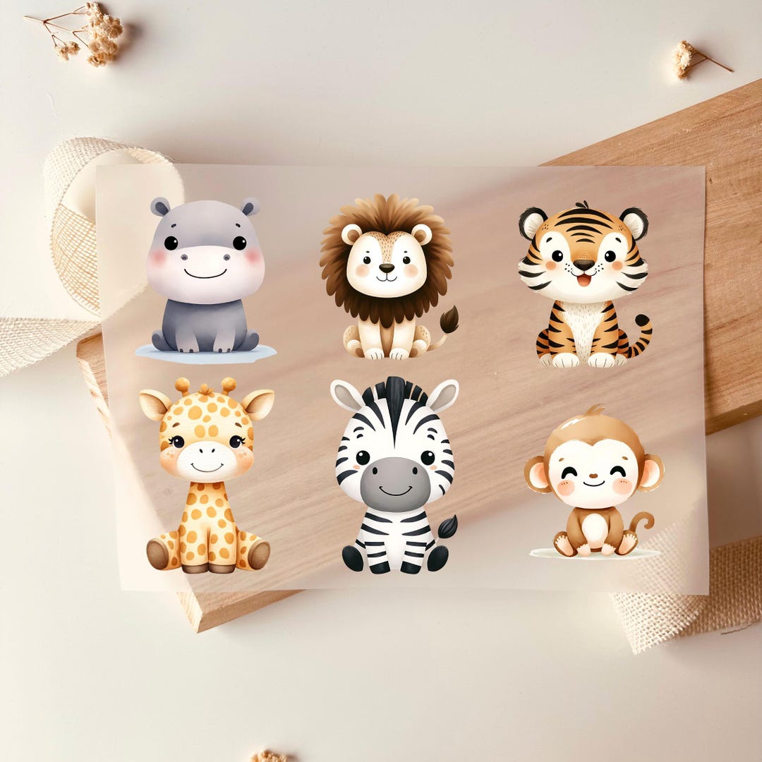 Iron-on Transfers for Children, Safari Animals, 6 Designs: Lion ...