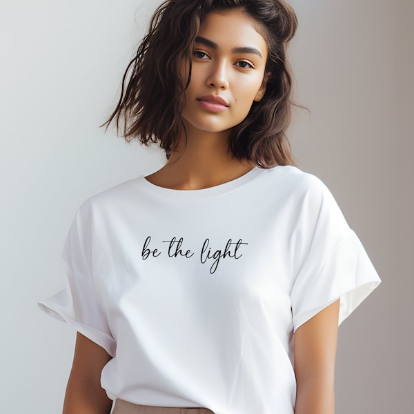 Christliches T- Shirt be the light, Frauen T- Shirt