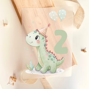 Écusson thermocollant personnalisé dinosaure – Nom et numéro, motif anniversaire pour vêtements d'enfants