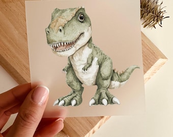 Opstrijkbare T-Rex dinosaurus, schattig groen, opstrijkbaar motief, DIY kinderkleding