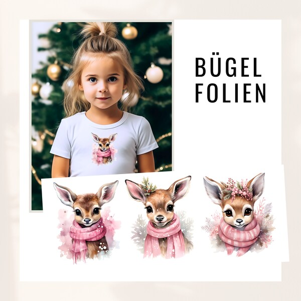 3 Bügel Bilder,Rehe,Weihnachten