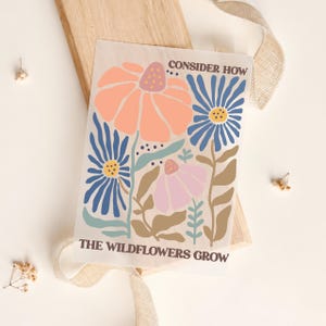 Bügelbild Wildflowers Grow Blumen Bibel Retro Pastell, Bügelmotiv, zum Aufbügeln, DIY Kleidung