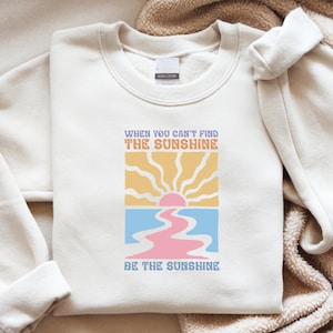 Bügelbild Sunshine Spruch Sonnenuntergang Retro Blau Rosa, Bügelmotiv, zum Aufbügeln, DIY Kleidung