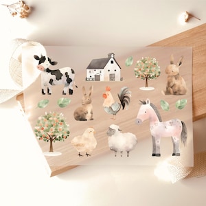 Bügelbilder Bauernhof 15 Motive Kuh Pferd Schaf Hase Boho, zum Aufbügeln, Bügelmotiv, DIY Kinderkleidung