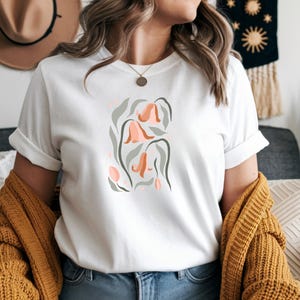 Strykbart blommönster, vårminimalistisk boho-stil, strykbart motiv, för gör-det-själv-kläder