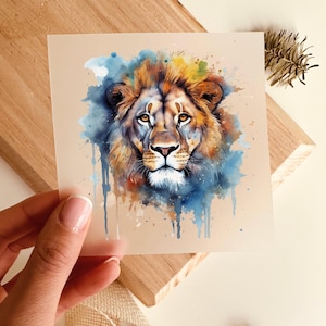 Bügelbild Löwe Portrait Watercolor Bunt Tier, zum Aufbügeln, Bügelmotiv, DIY Kleidung