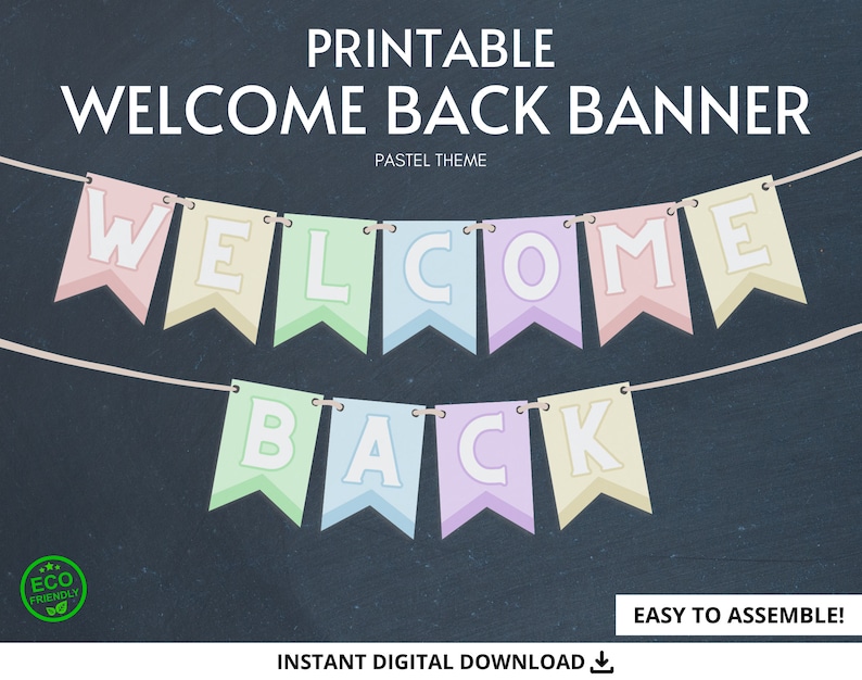 Welcome Back Banner Printable Banner Printable Party Supplies Welcome Back Banner Printable Banner Printable Party Supplies