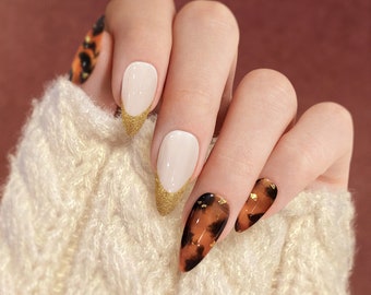 Tortoiseshell Press-On Nails-Custom fake Nails-Show Your Wild Side