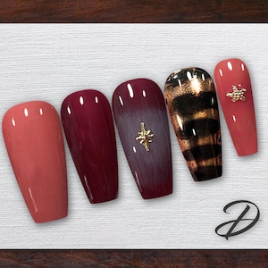 Eye-Catching Aura Press on Nails-Elegant Fake Nails - Glamorous Trendy Design