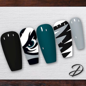 Philadelphia Press-On Nails |Custom Fake Nails | Eagles Fan Manicure | Game Day Nails