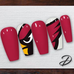 Arizona Press-On Nails |Custom Fake Nails | Cardinals Football Fan Manicure | Game Day Nails